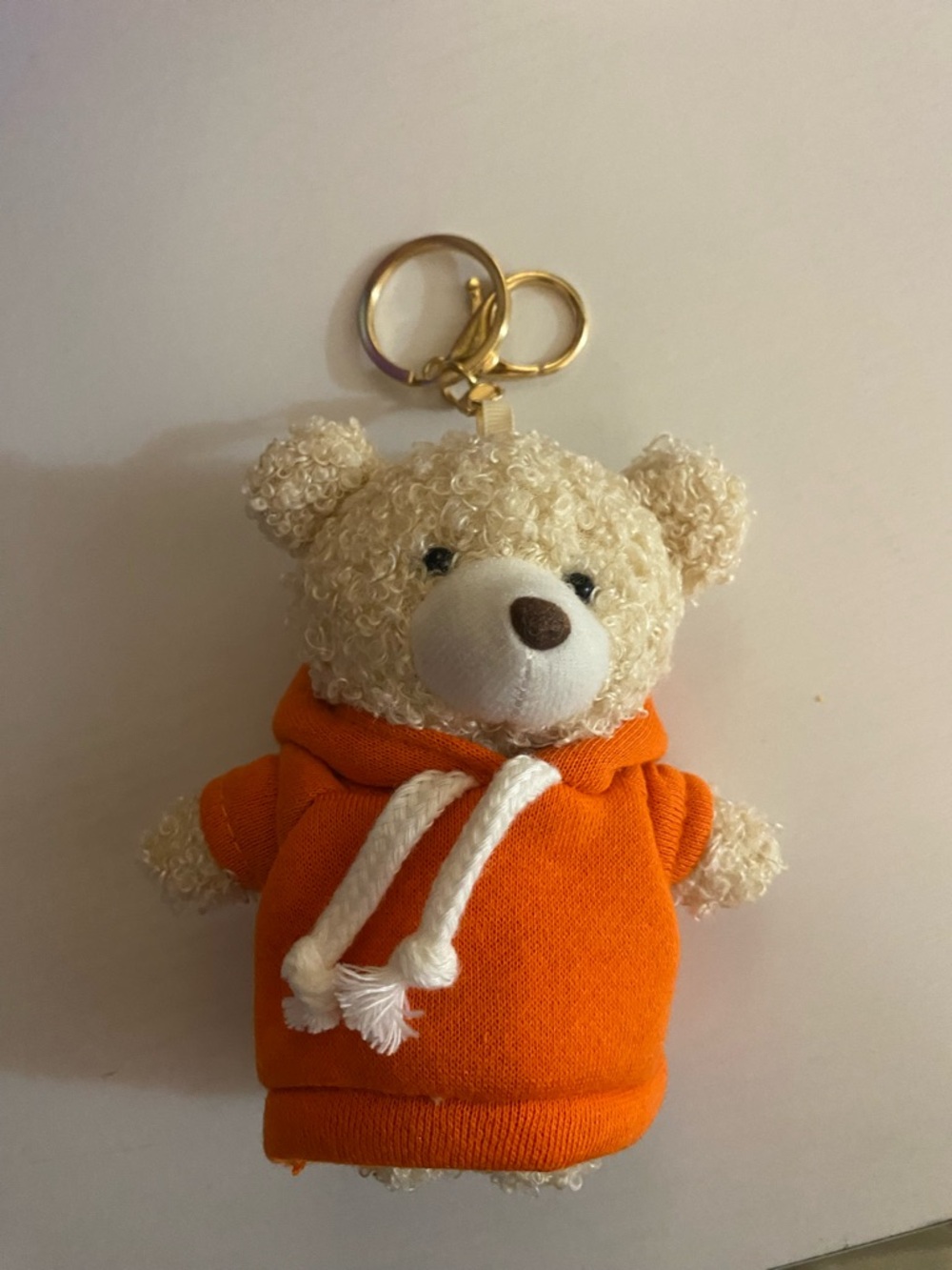 Plush Bear Purse Charm with Orange Hoodie -